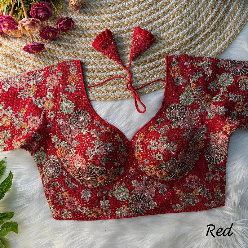 Red Color Sabyasachi Style Georgette Blouse